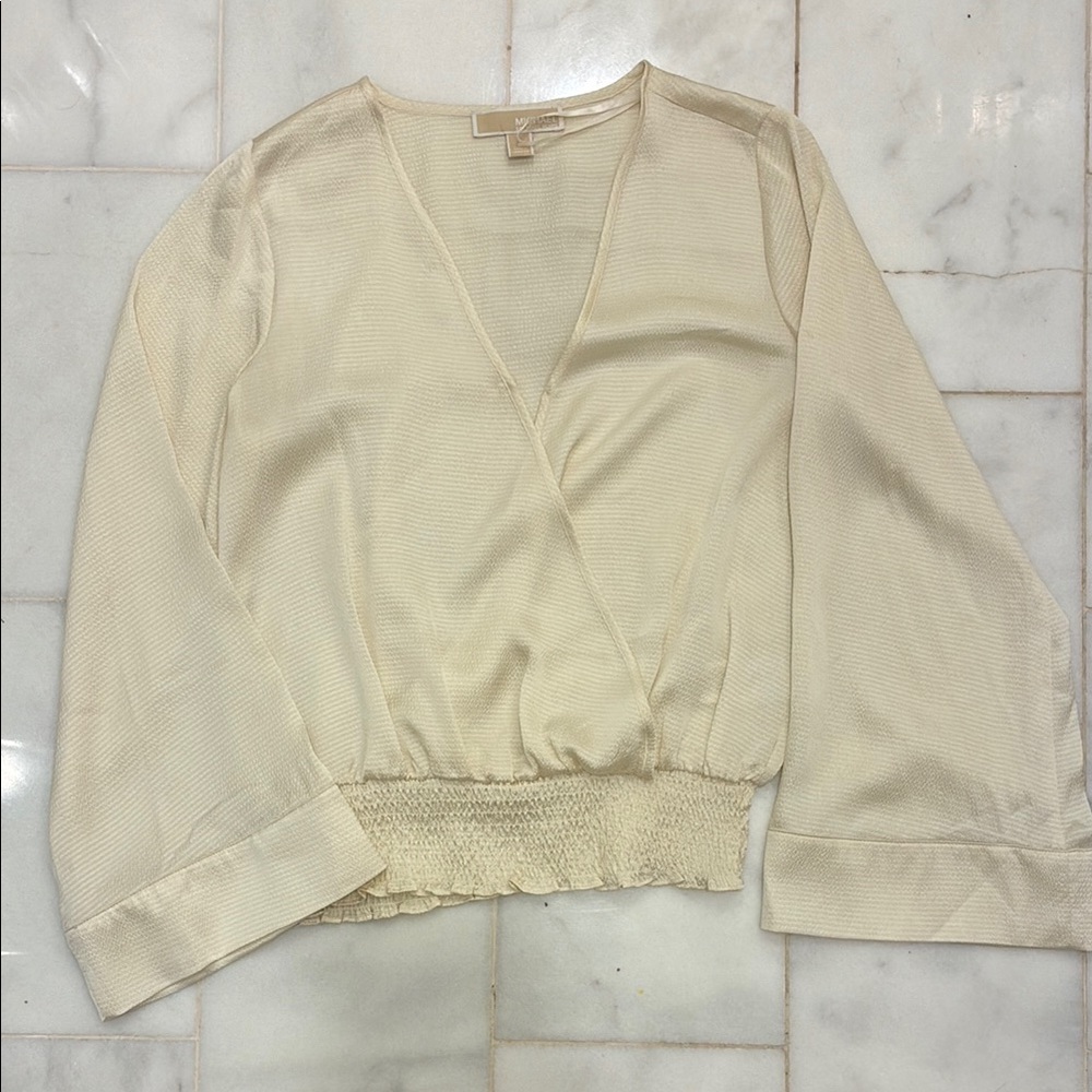 Michael Kors Elegant Cream Wrap Blouse